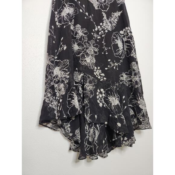 y2k Vintage Chicos Silk Midi Dress Flowy Sheer Layered Flowers Fairy Goth Emo 3 - Picture 3 of 7